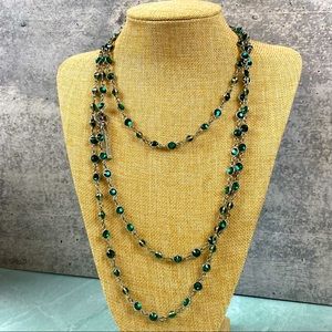 Otazu green Swarovski long wrap necklace with silver